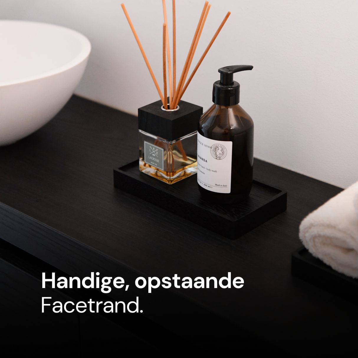 Mini Zeepbakje/Plateautje - Massief Eikenhout - Zwart