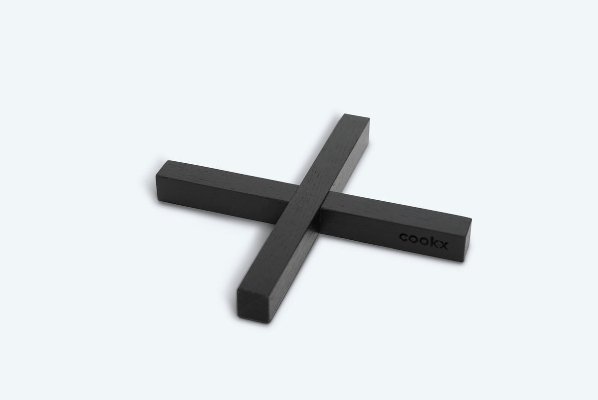 Pannenonderzetter - X- vormig model - Eikenhout - 2 stuks - Zwart of nature