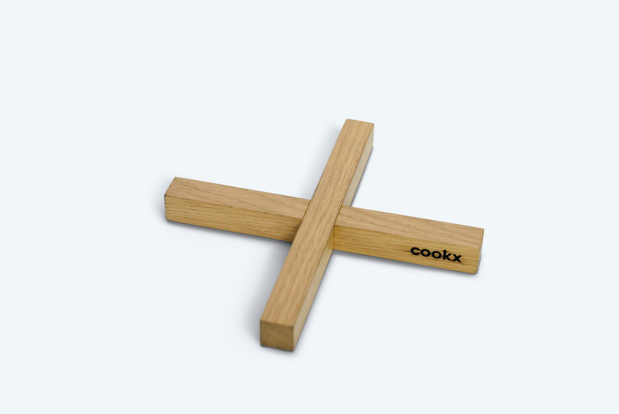 Pannenonderzetter - X- vormig model - Eikenhout - 2 stuks - Zwart of nature