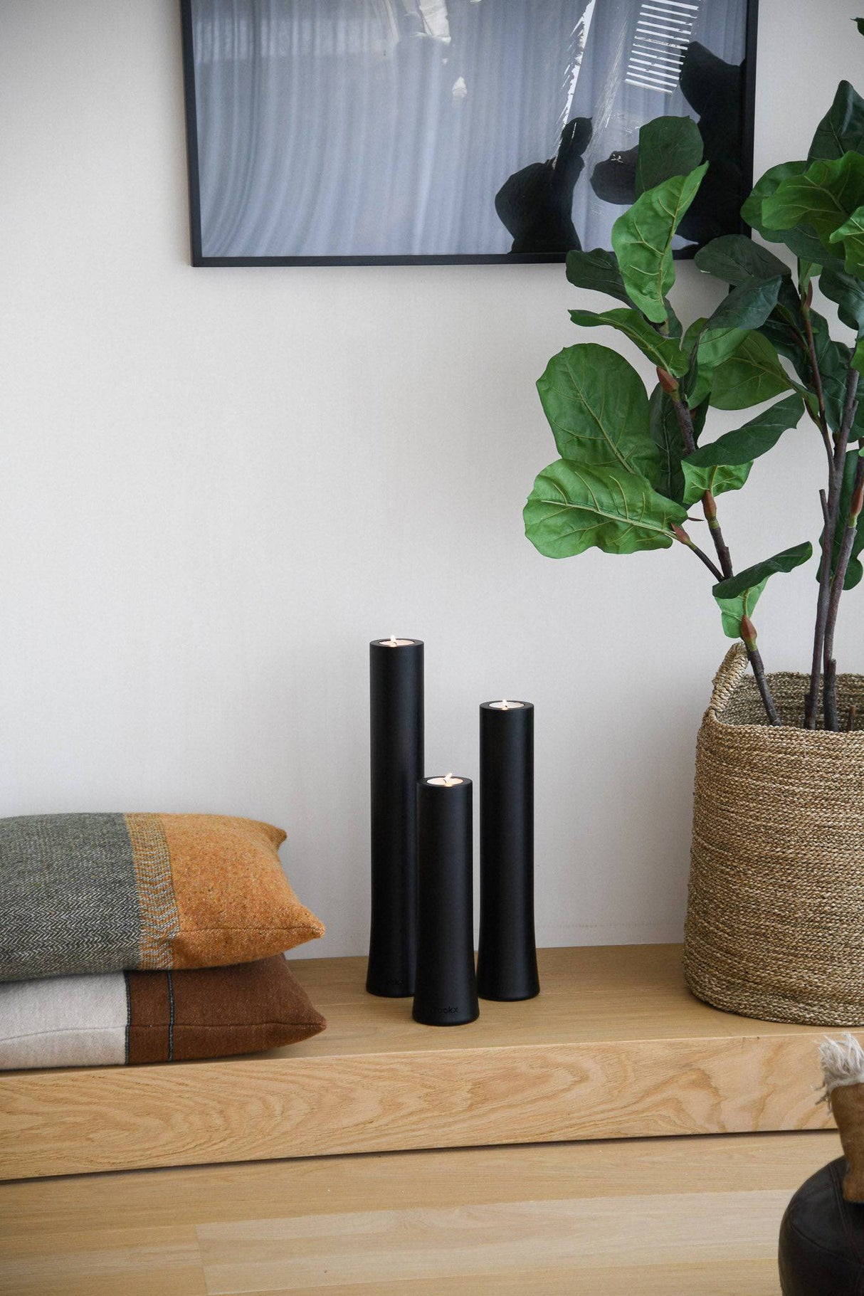 Kandelaars Hout Zwart - Eikenhouten interieuraccessoire