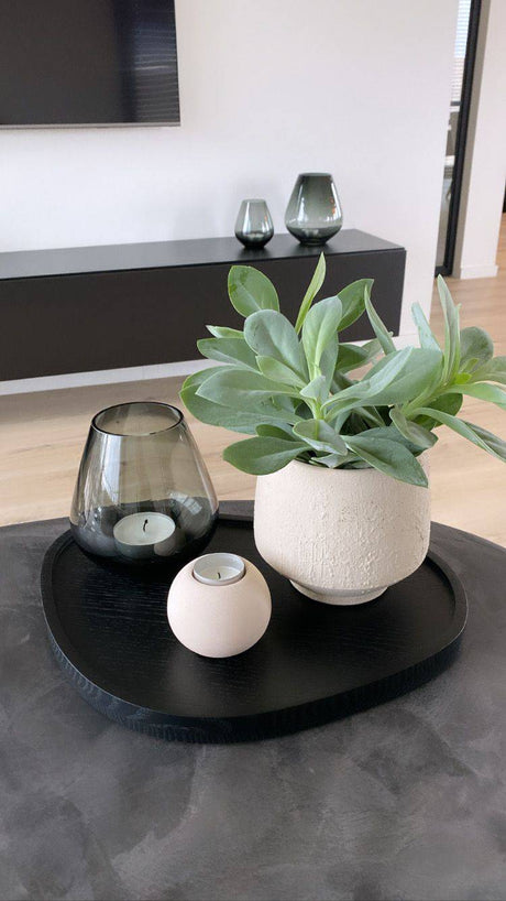 Plateau 'Organisch' - Massief Eikenhout - Zwart