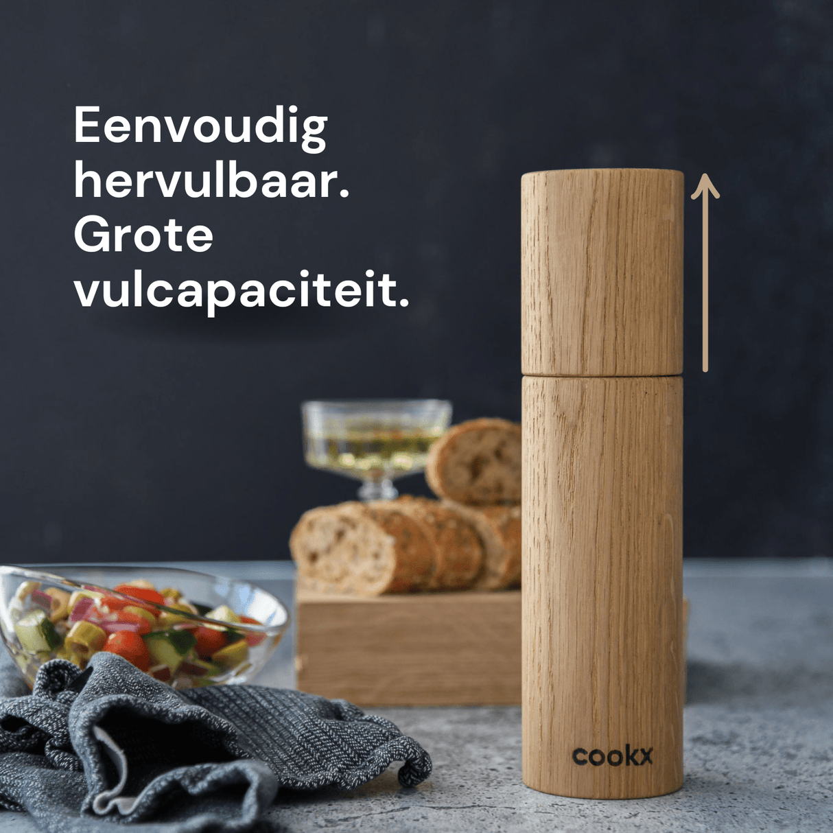 Zout- en Pepermolen Set - Nature White & Matzwart - COOKX