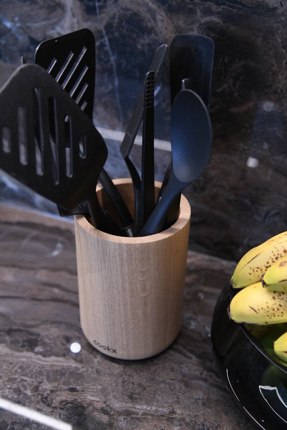 Porte-ustensiles de cuisine - 100 % bois de chêne - Taille unique