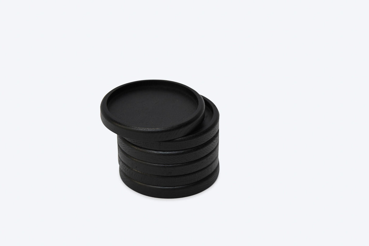 Sous-verres - Modèle rond - Bois de chêne - 6 pièces
