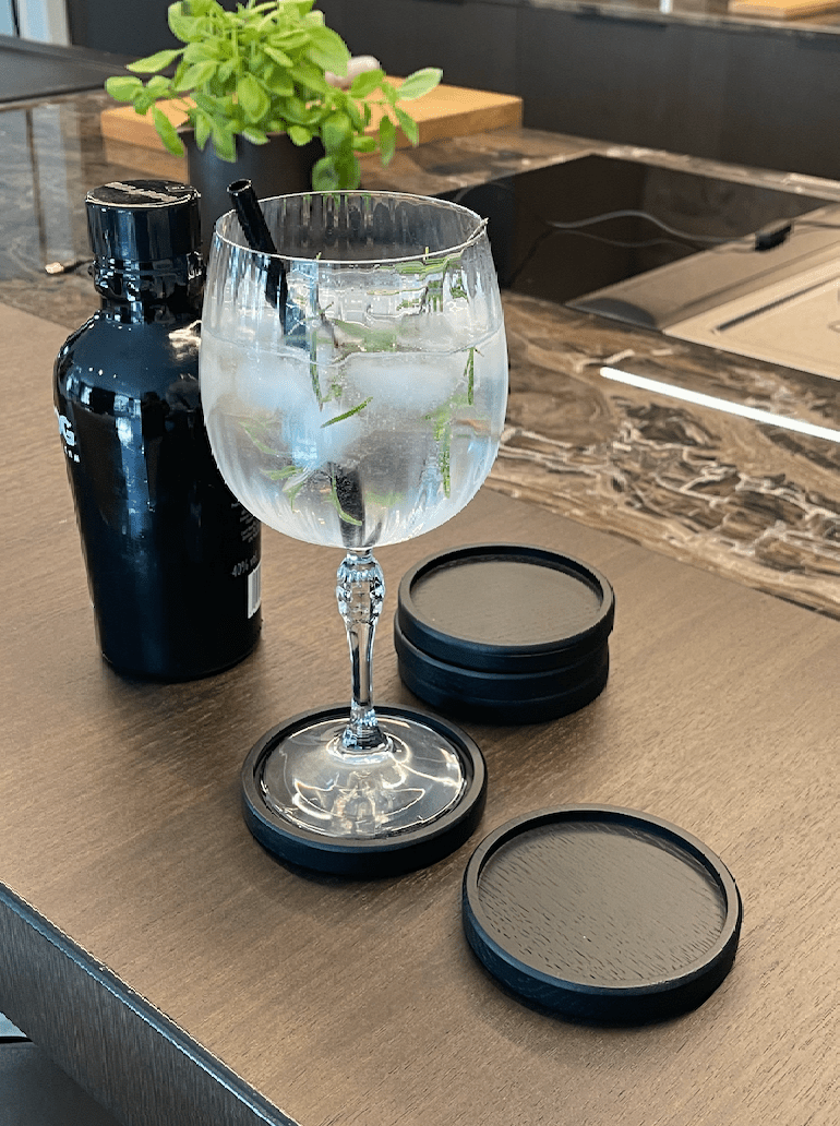 Sous-verres - Modèle rond - Bois de chêne - 6 pièces