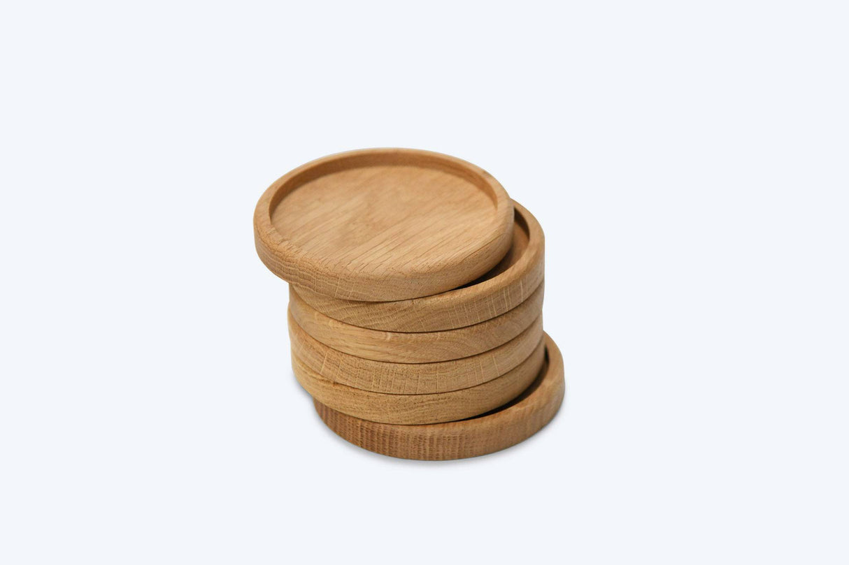 Sous-verres - Modèle rond - Bois de chêne - 6 pièces