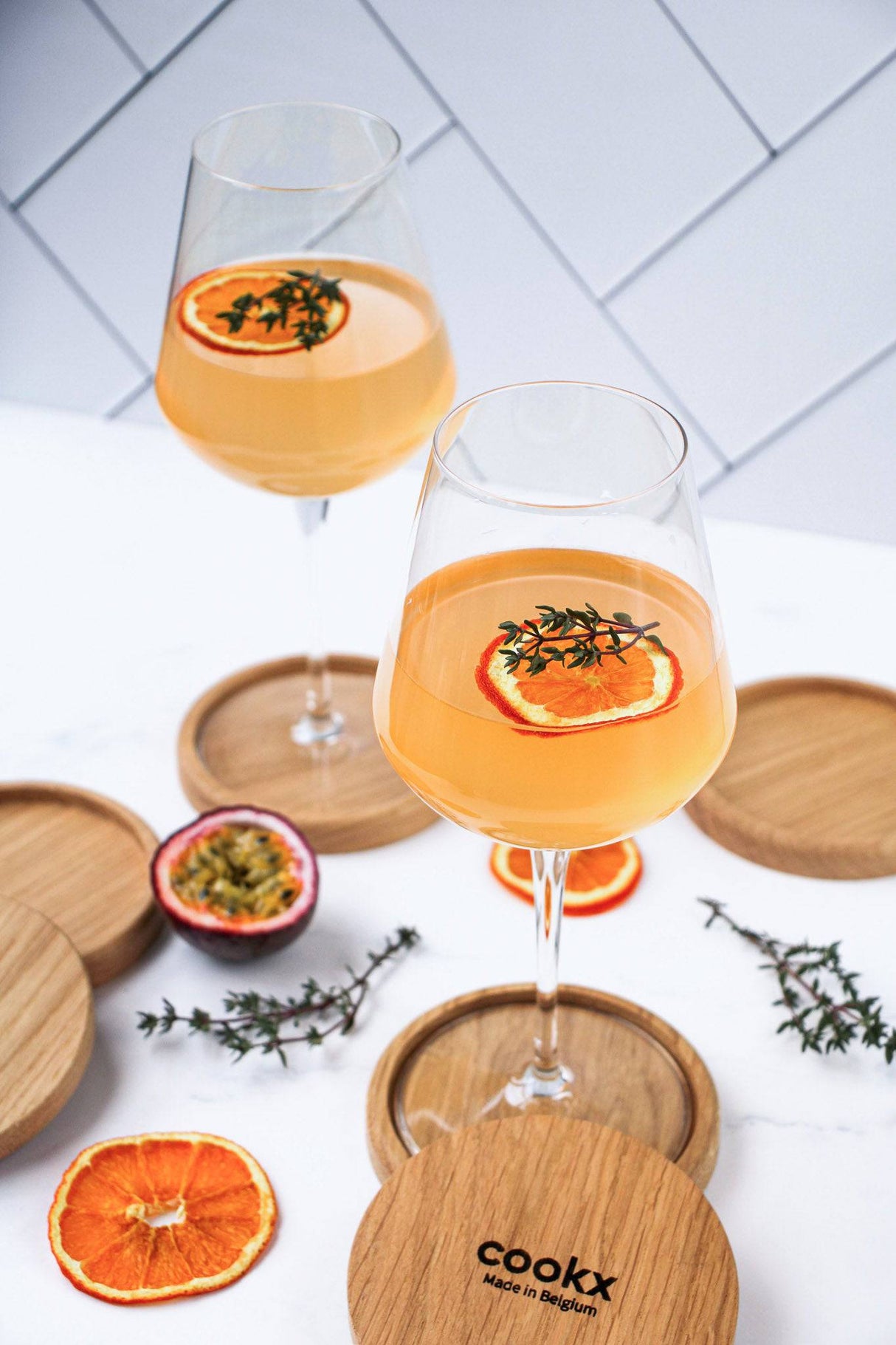 Sous-verres - Modèle rond - Bois de chêne - 6 pièces