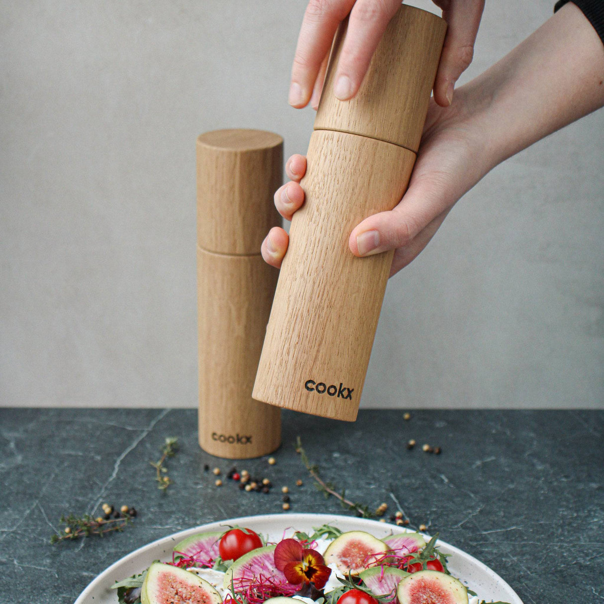 Ensemble moulin à poivre et sel - 100% bois de chêne - Avec mécanisme CrushGrind®