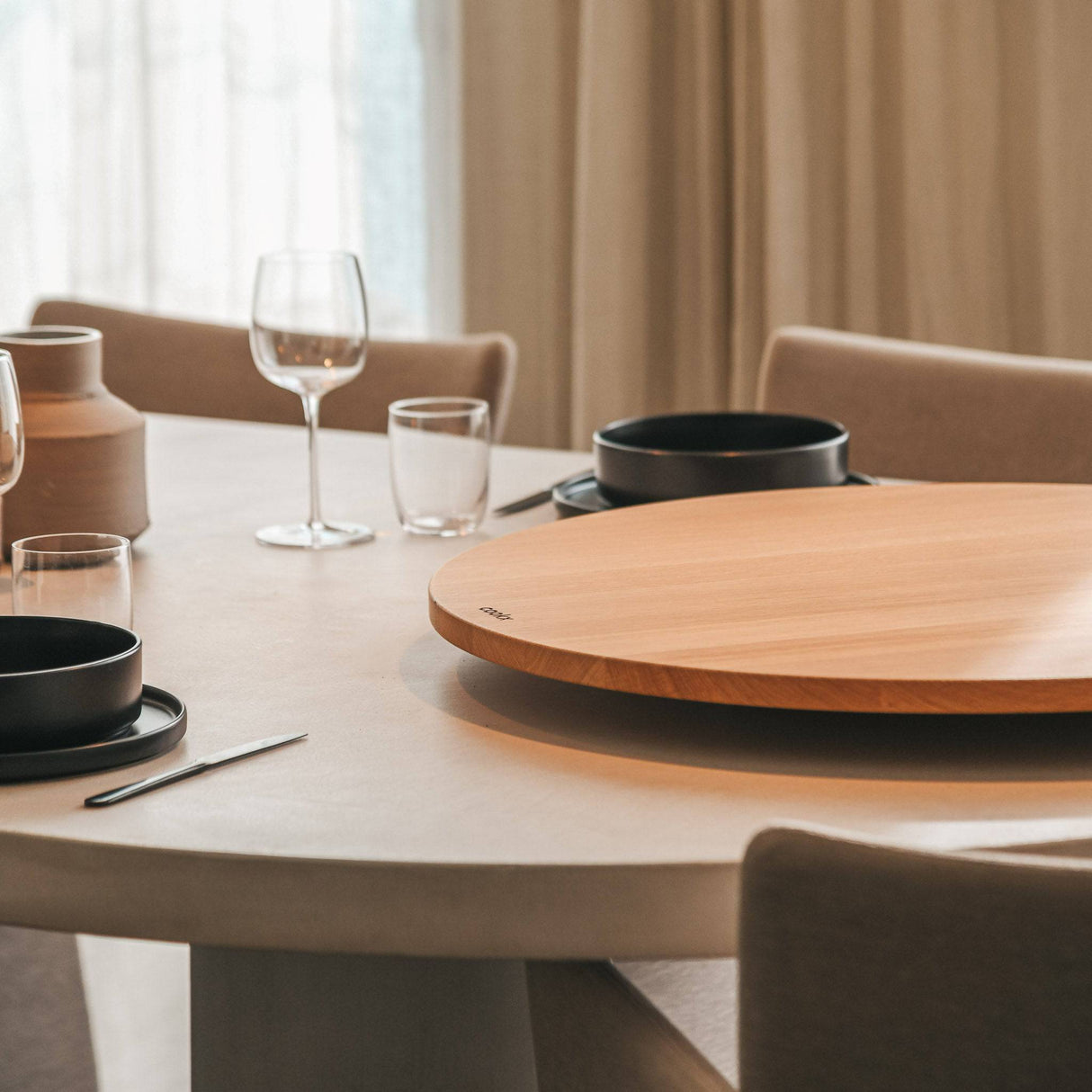 Lazy Suzan Draaiplateau Groot - Maat XL - COOKX - Natuurkleur eik van hout