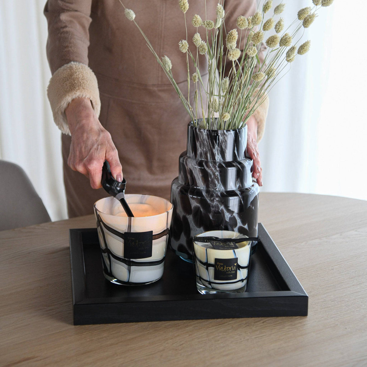 Oak Tray - Plateau de service/Plateau à bougies - Noir mat