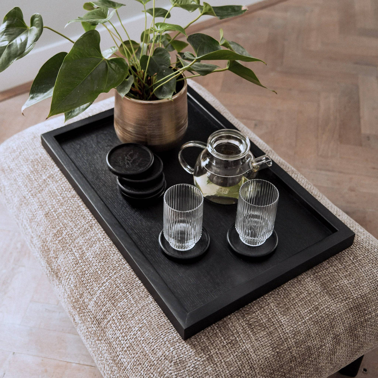 Kaarsenplateau Zwart I Dienblad Eikenhout I COOKX