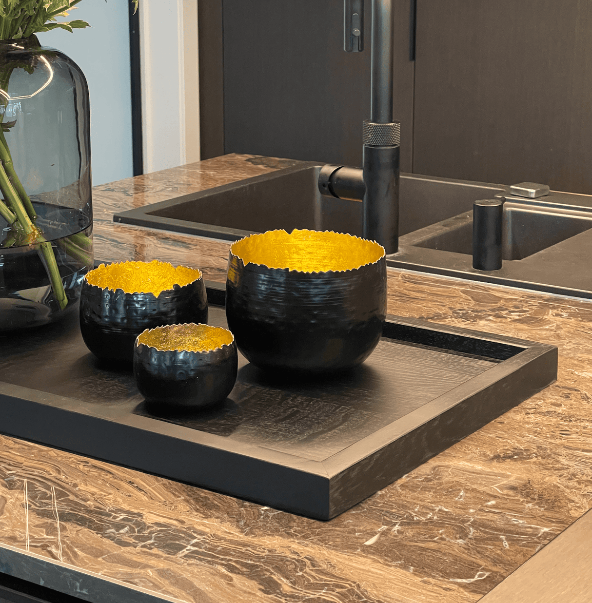 Kaarsenplateau Zwart I Kaarsenplateau hout COOKX