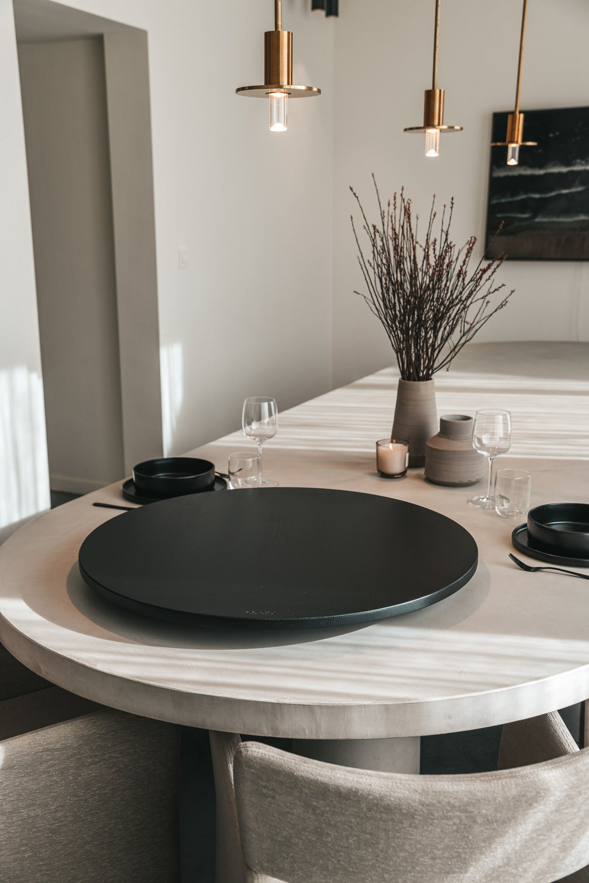 Eiken draaiplateau XL - 80 cm - COOKX - Matte black