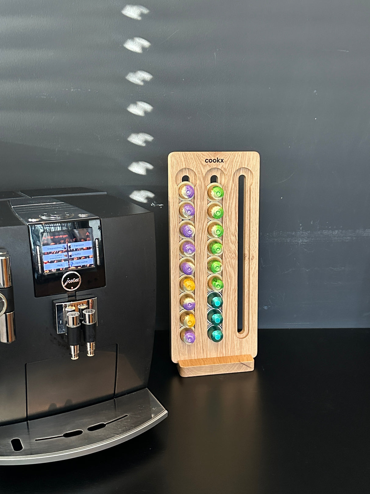 Koffiecuphouder – Eikenhout - Zwart of nature